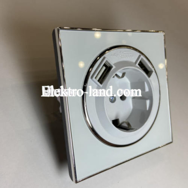 Розетка одинарная с  заземлением и USB RIGHT HAUSEN Laura белая